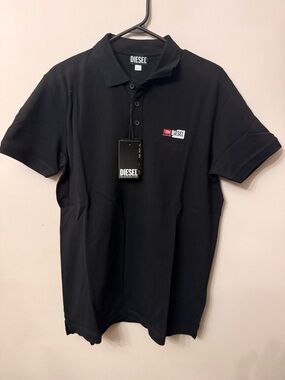 Diesel Black Polo Shirt with Small Logo Patch(brand new)